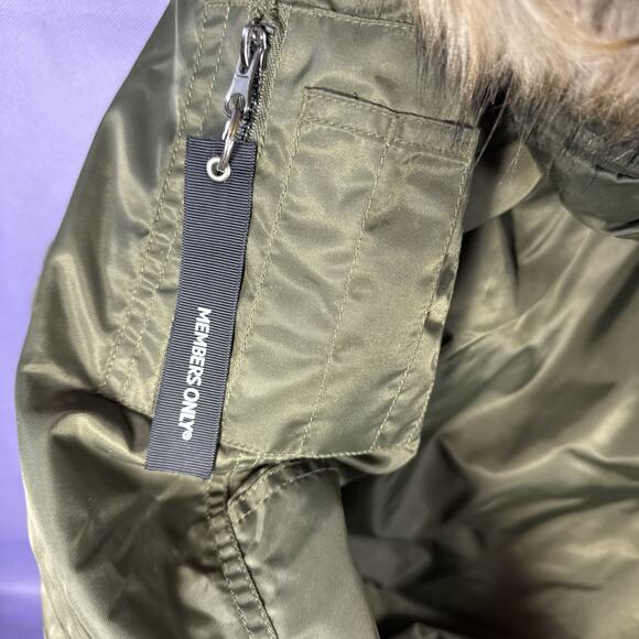 Members Only Jacket Women Green Faux Fur Hood Double Zipper Soft Lining 3XL - Picture 8 of 12